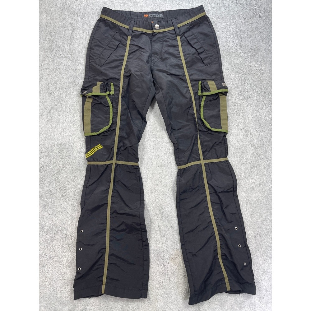 Parasuco Cargo Pants Mens 32 Black Parachute Techwear Cyberpunk Ergonomic Y2K